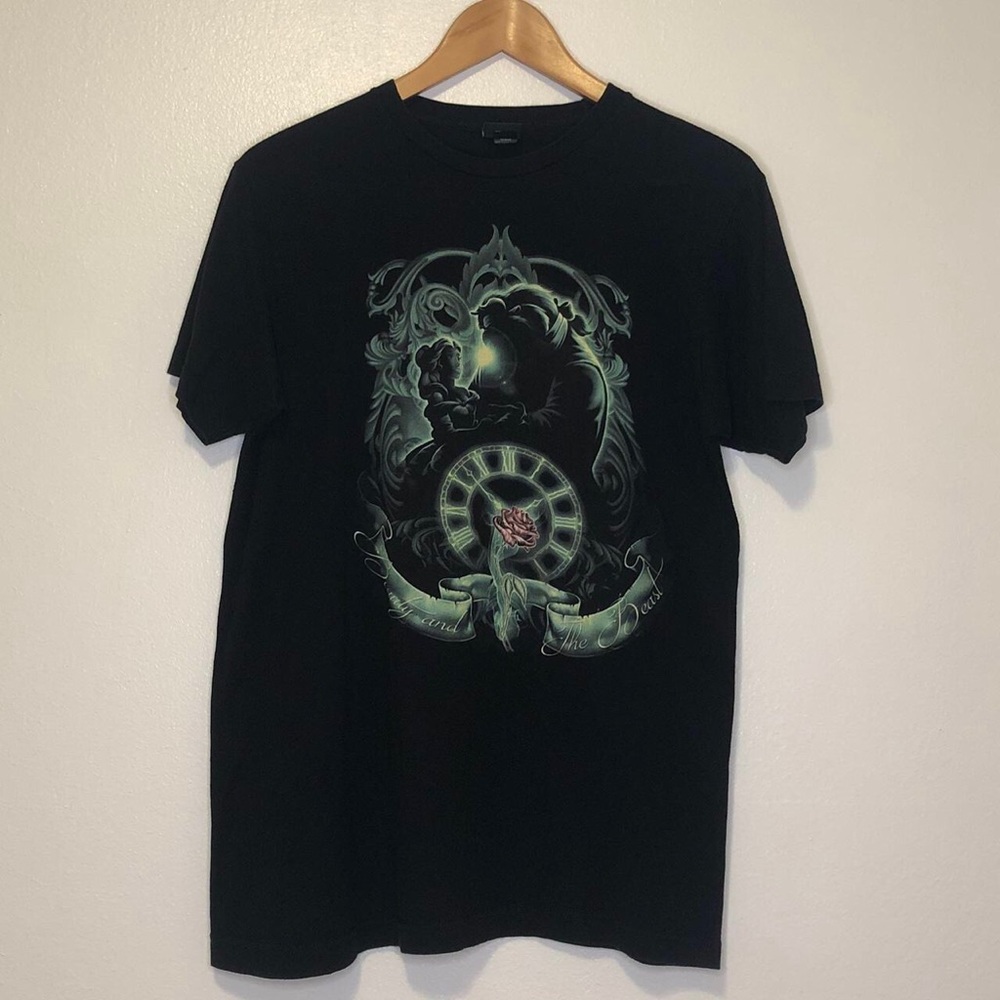Rare Disney Beauty and the Beast Spell Rose Clock T-shirt M S